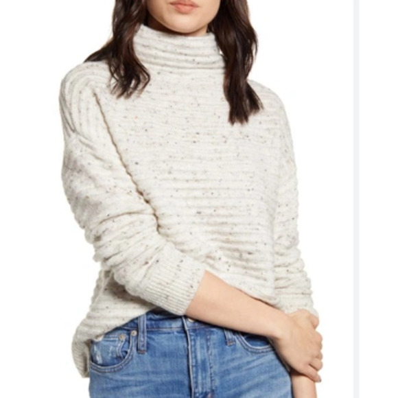 Madewell Cream Flecked Belmont Donegal Mock Neck Size S - Picture 1 of 5